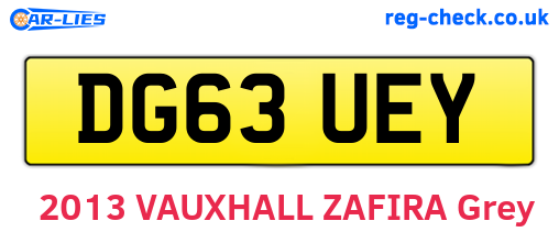 DG63UEY are the vehicle registration plates.