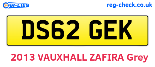 DS62GEK are the vehicle registration plates.