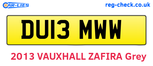 DU13MWW are the vehicle registration plates.