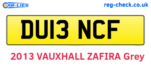 DU13NCF are the vehicle registration plates.