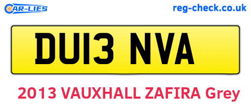 DU13NVA are the vehicle registration plates.