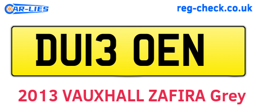 DU13OEN are the vehicle registration plates.