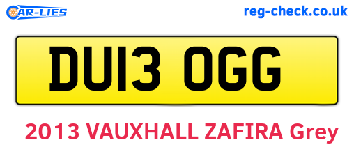 DU13OGG are the vehicle registration plates.