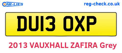 DU13OXP are the vehicle registration plates.