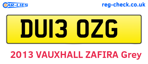 DU13OZG are the vehicle registration plates.