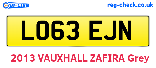 LO63EJN are the vehicle registration plates.