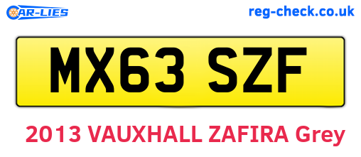 MX63SZF are the vehicle registration plates.
