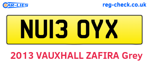 NU13OYX are the vehicle registration plates.
