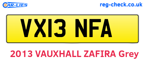 VX13NFA are the vehicle registration plates.