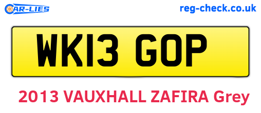 WK13GOP are the vehicle registration plates.