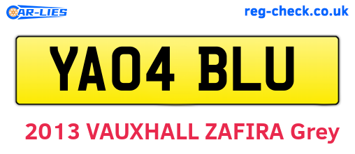 YA04BLU are the vehicle registration plates.