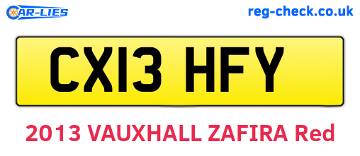 CX13HFY are the vehicle registration plates.