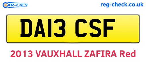 DA13CSF are the vehicle registration plates.