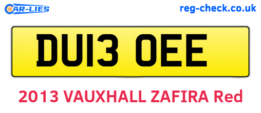 DU13OEE are the vehicle registration plates.
