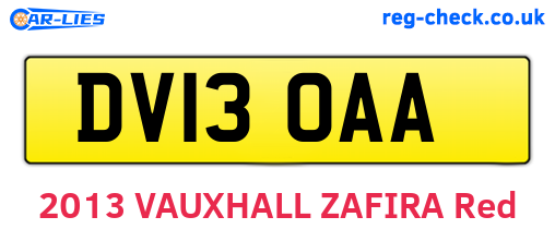 DV13OAA are the vehicle registration plates.