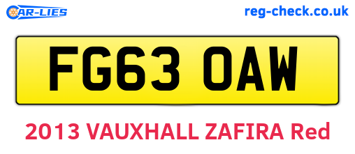 FG63OAW are the vehicle registration plates.