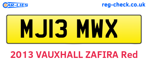 MJ13MWX are the vehicle registration plates.