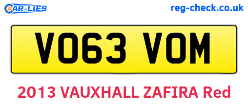 VO63VOM are the vehicle registration plates.