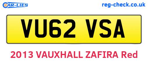 VU62VSA are the vehicle registration plates.