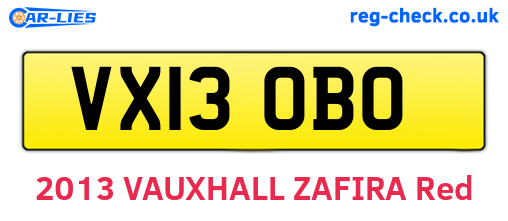 VX13OBO are the vehicle registration plates.