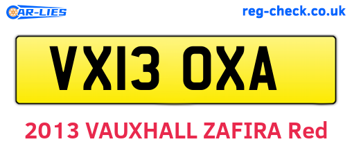 VX13OXA are the vehicle registration plates.