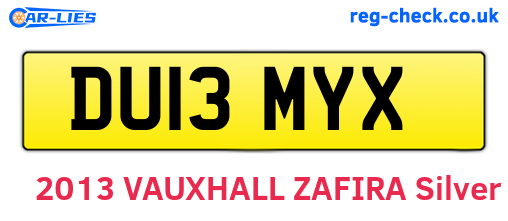 DU13MYX are the vehicle registration plates.