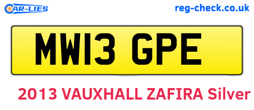 MW13GPE are the vehicle registration plates.