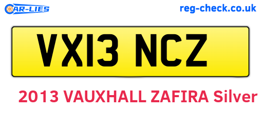 VX13NCZ are the vehicle registration plates.