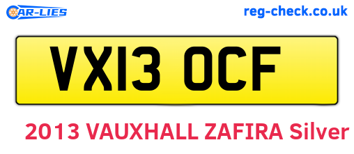 VX13OCF are the vehicle registration plates.