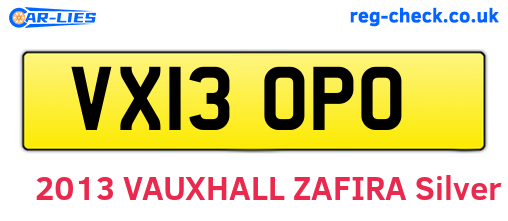 VX13OPO are the vehicle registration plates.