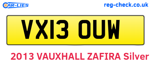 VX13OUW are the vehicle registration plates.