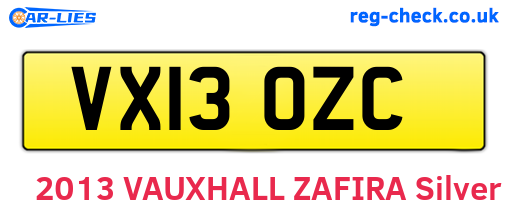 VX13OZC are the vehicle registration plates.