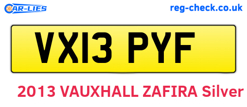 VX13PYF are the vehicle registration plates.