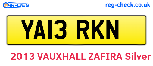 YA13RKN are the vehicle registration plates.