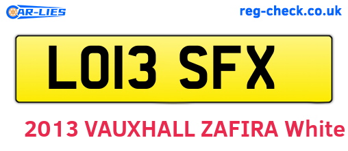 LO13SFX are the vehicle registration plates.