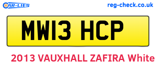 MW13HCP are the vehicle registration plates.