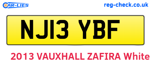 NJ13YBF are the vehicle registration plates.