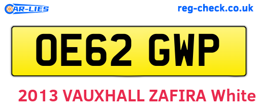 OE62GWP are the vehicle registration plates.
