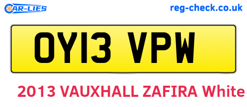 OY13VPW are the vehicle registration plates.