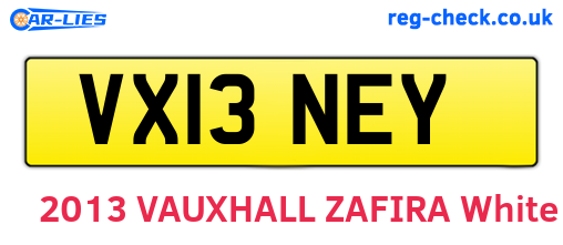 VX13NEY are the vehicle registration plates.