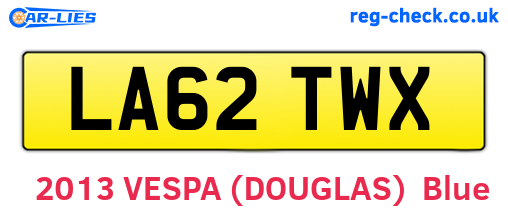 LA62TWX are the vehicle registration plates.