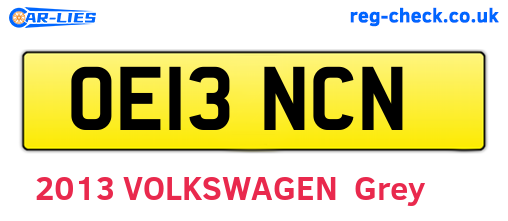 OE13NCN are the vehicle registration plates.