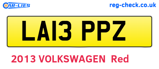 LA13PPZ are the vehicle registration plates.