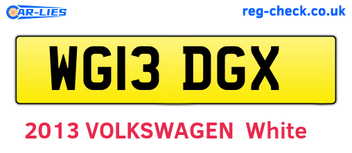 WG13DGX are the vehicle registration plates.