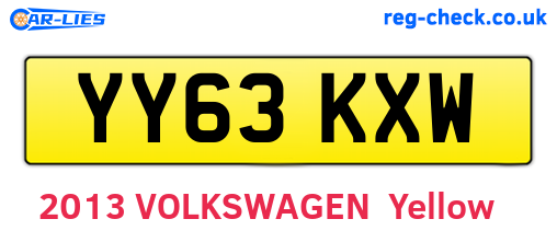 YY63KXW are the vehicle registration plates.
