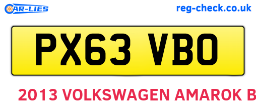PX63VBO are the vehicle registration plates.