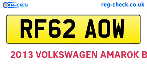 RF62AOW are the vehicle registration plates.
