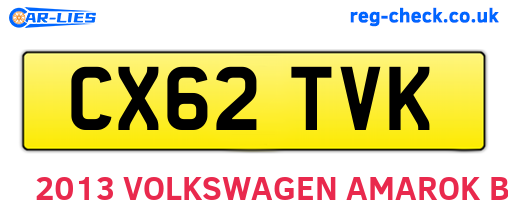 CX62TVK are the vehicle registration plates.