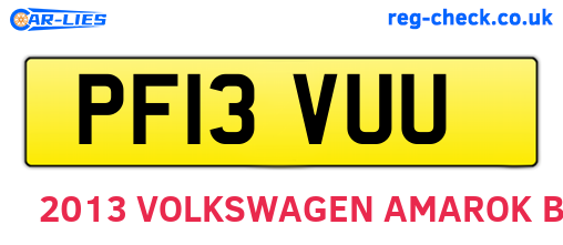 PF13VUU are the vehicle registration plates.