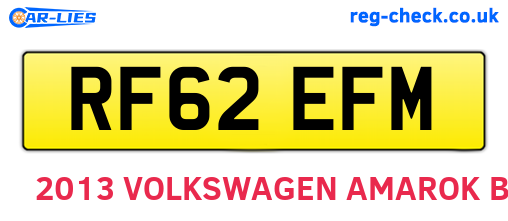 RF62EFM are the vehicle registration plates.